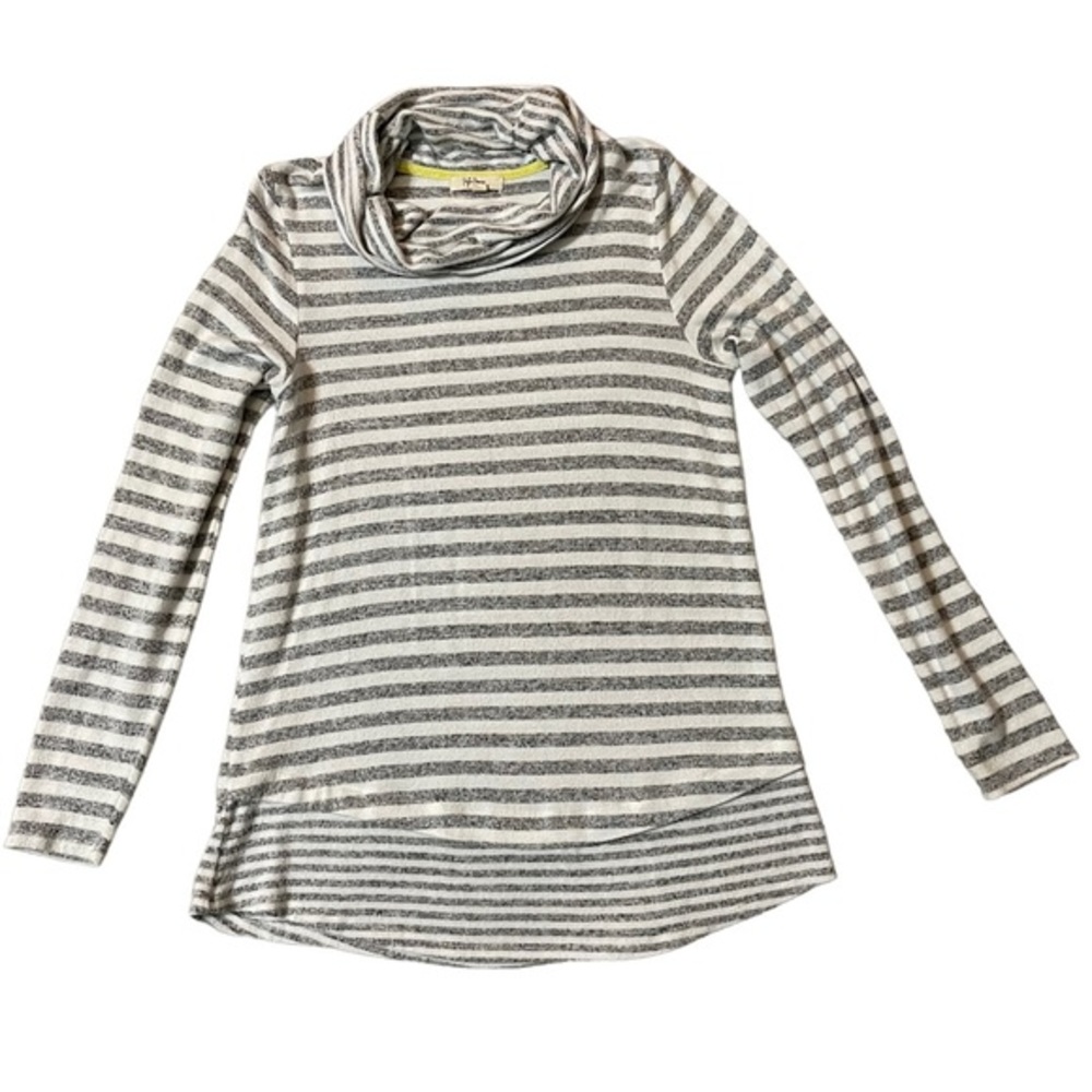 Peyton Primrose gray/white striped cowl neck top size m